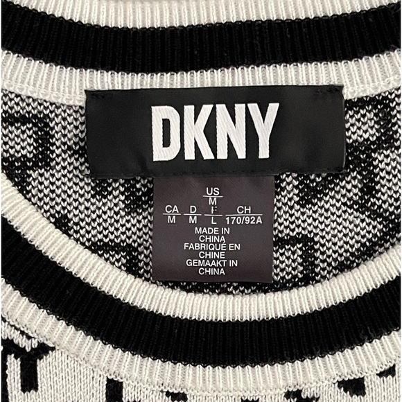 DKNY Women's Sweater Dress Size Medium Ivory/Black - Picture 8 of 8